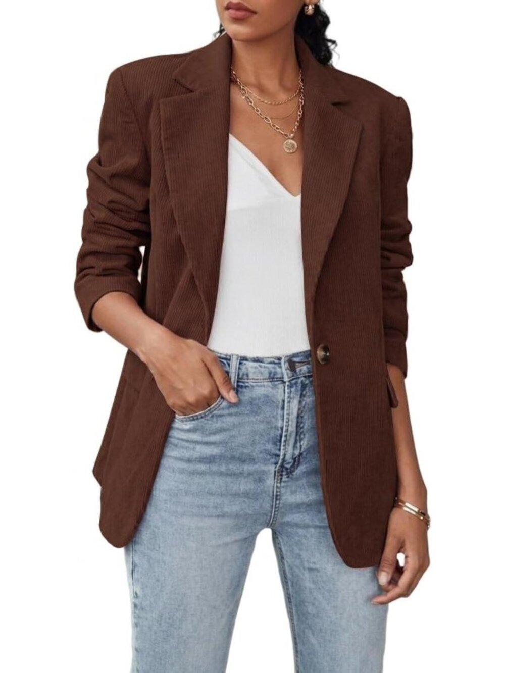 Chic Women's Corduroy Blazer - Casual & Dressy Fall/Winter Jacket